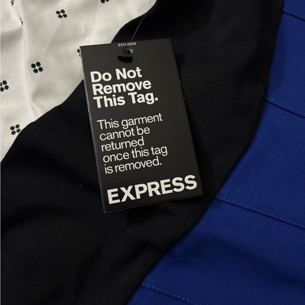 Express Blue and Black Mini Dress - Picture 3 of 7
